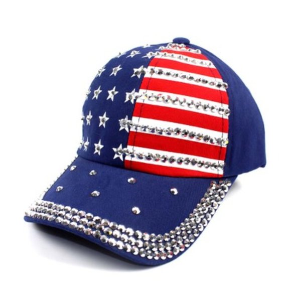 American Flag Low Profile Baseball Cap US Flag Hat Adjustable- Red, White & Blue - Picture 5 of 5
